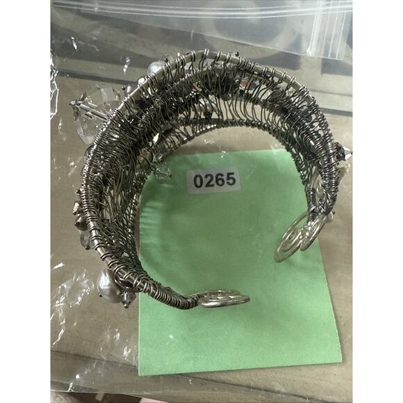 Artisan Cuff Bracelet Statement Runway Adjustable Silver Tone Wire Design - Picture 9 of 9